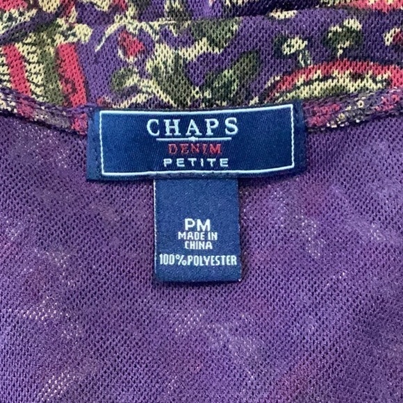 Chaps Petite Top Size PM Purple Floral Print Ruffle - Picture 5 of 5